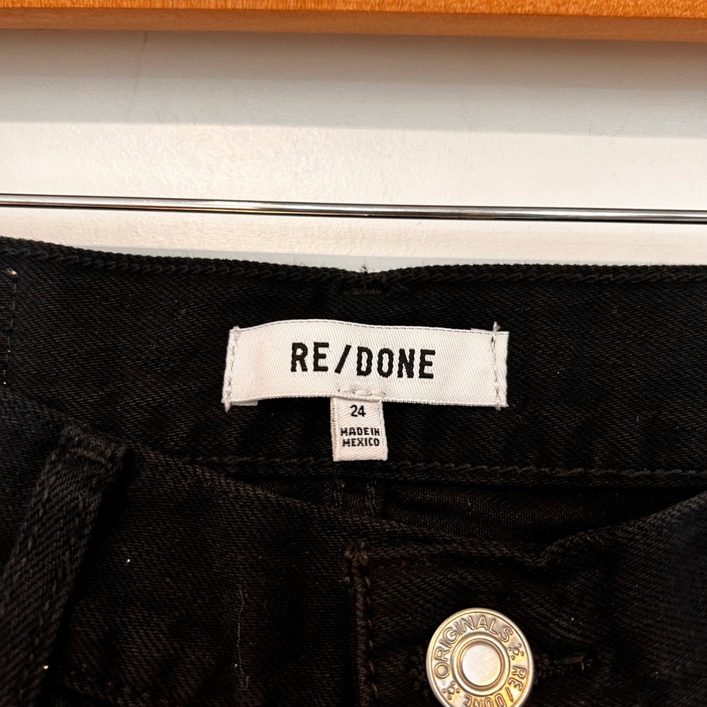 NWT RE/DONE High Rise Loose Crop Jeans Black Denim Size 24 Wide Structured Boho - Picture 4 of 12